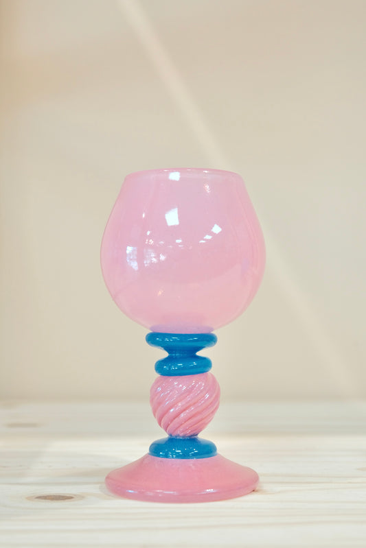 MINAKONAGAMACHI-長町三夏子 Hand blown Vintage-Style Stem Glass （pink)