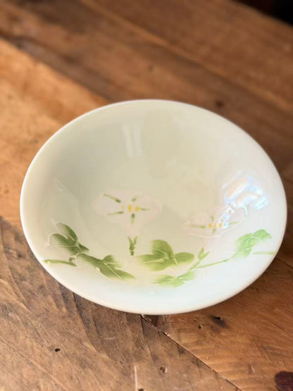 Hasami Ware (洸琳窯) Handmade The Green Glaze Flowers Bowl