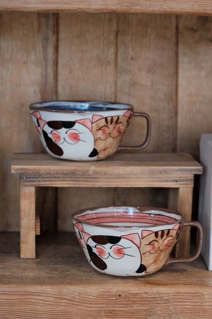 Hasami ware Handcraft Kitty Cat Soup Mug 500ml/16oz (Large)