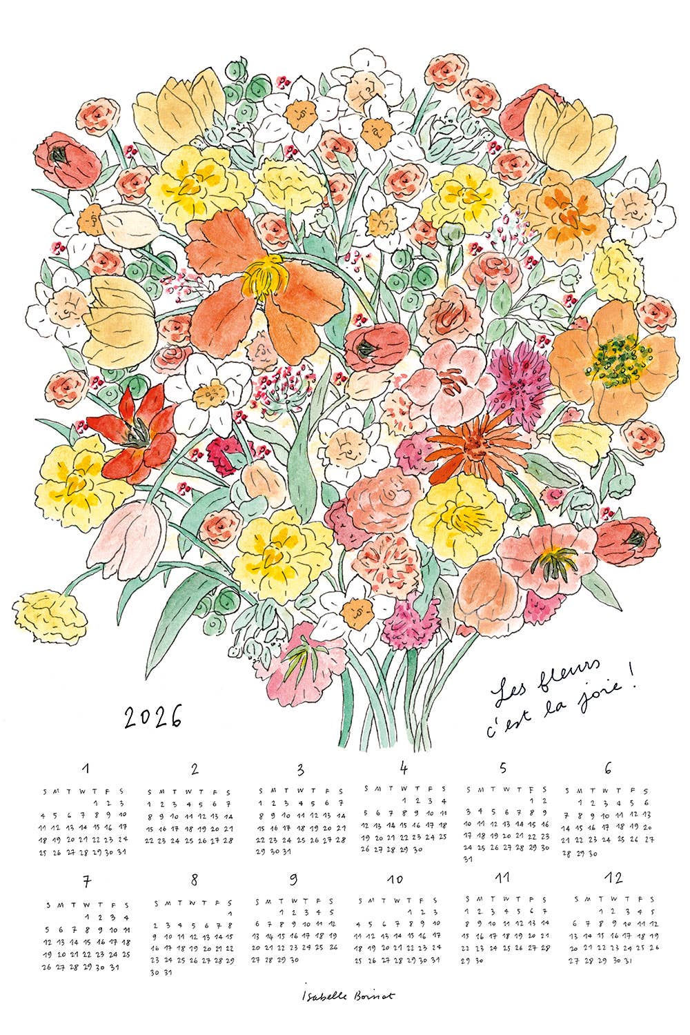 2026 Linen Calendar Joyful Bouquet
