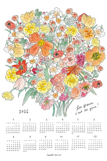 2026 Linen Calendar Joyful Bouquet