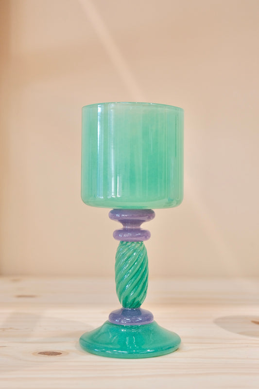 MINAKONAGAMACHI-長町三夏子 Hand blown Vintage-Style Stem Glass (Green)
