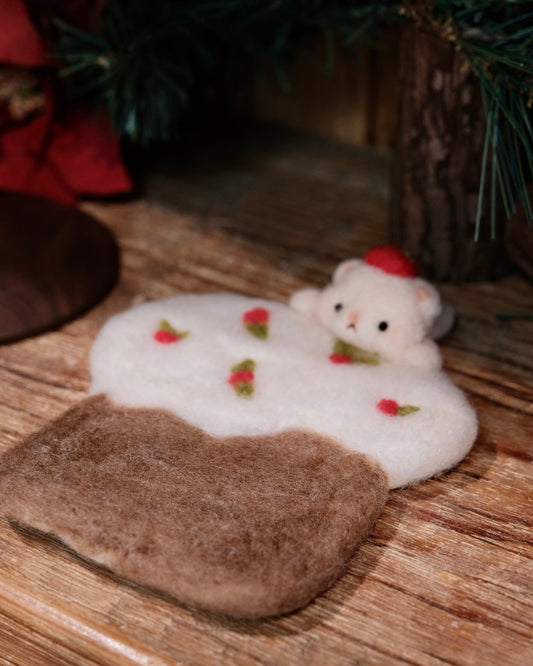kumapurin-314 Handmade Needle-Felted Coaster (Christmas Limited)