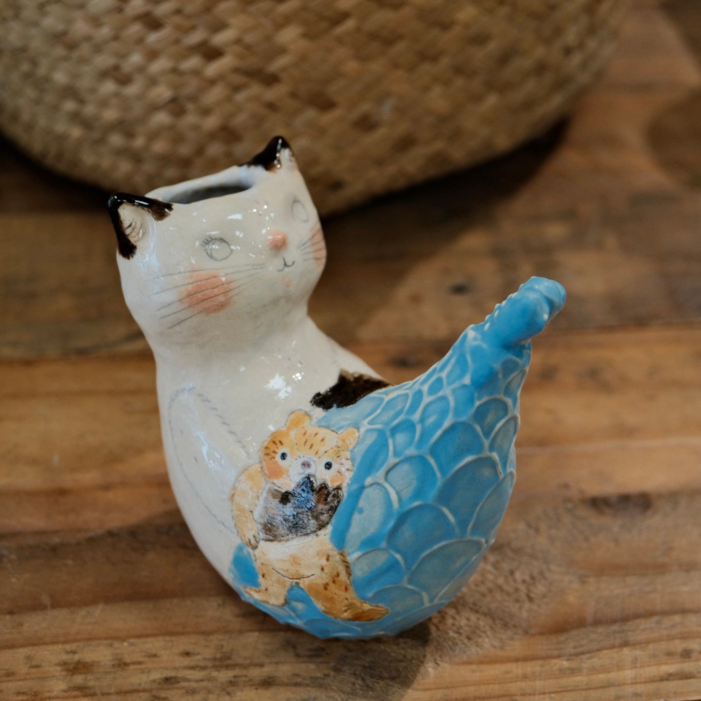 KONGARISHA-コンガリ舎 Handmade Cat Mermaid Flower vase