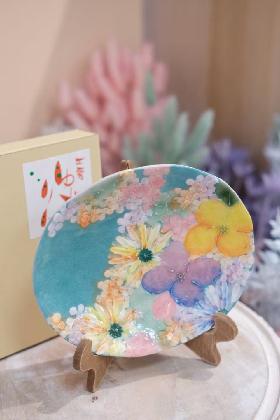 YUZURIHA FLOWER HANDMADE CERAMIC FLOWER Cake plate