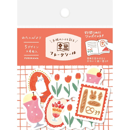 Furukawa Shiko Watashi-biyori Washi Flake Stickers – Red