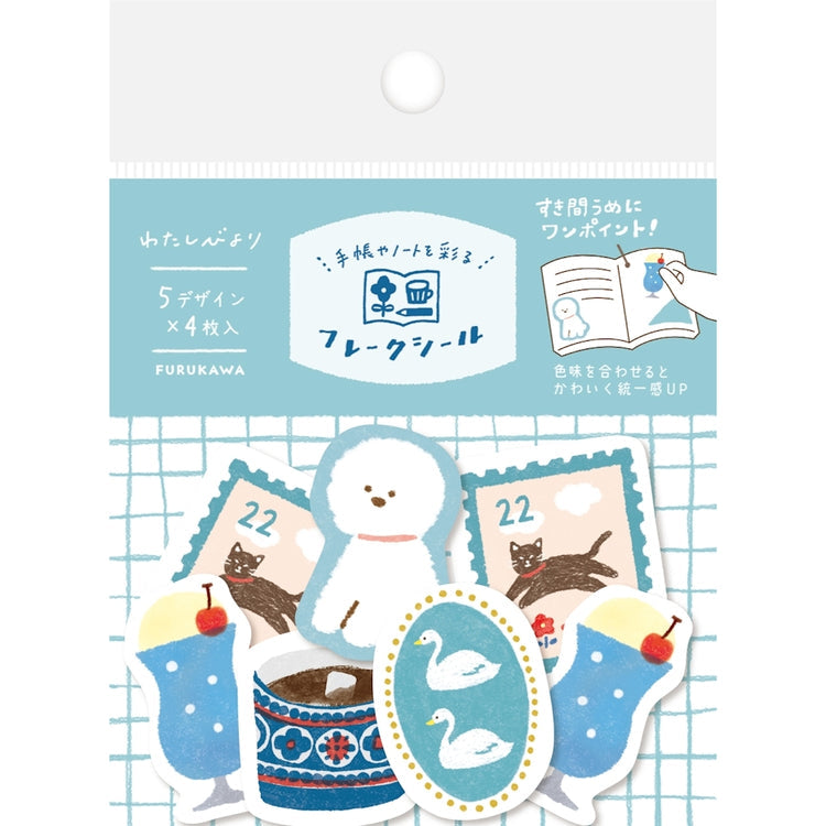 Furukawa Shiko Watashi-biyori Washi Flake Stickers – Blue