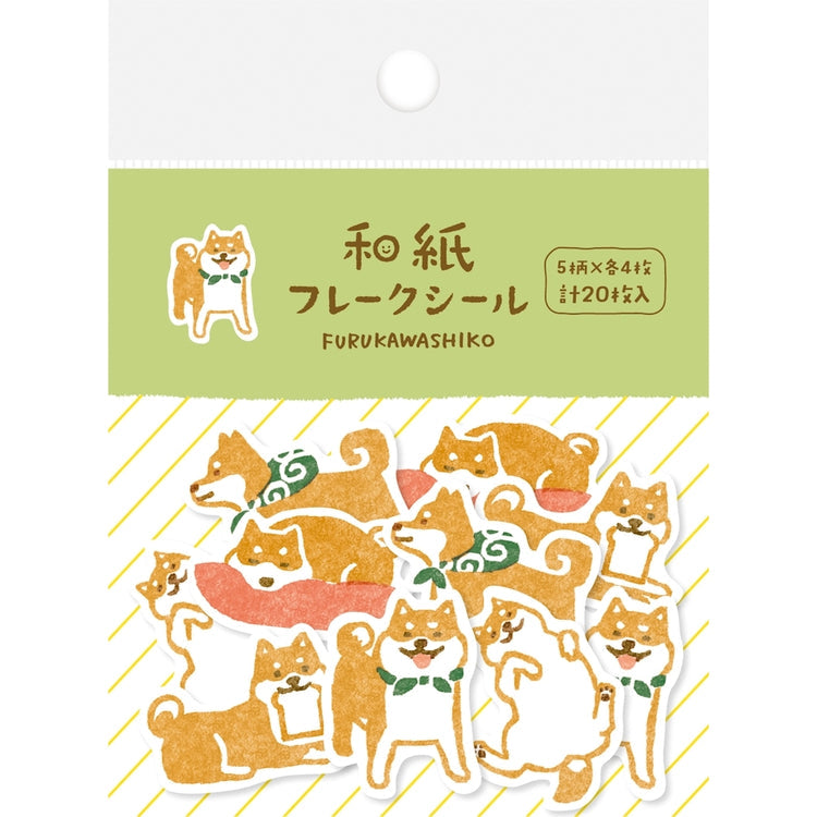 Furukawa Shiko Washi Flake Stickers – Shiba Inu