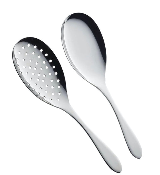 Shimomura Stainless Steel Serving Spoon & Slotted Spoon Set – Made in Japan
