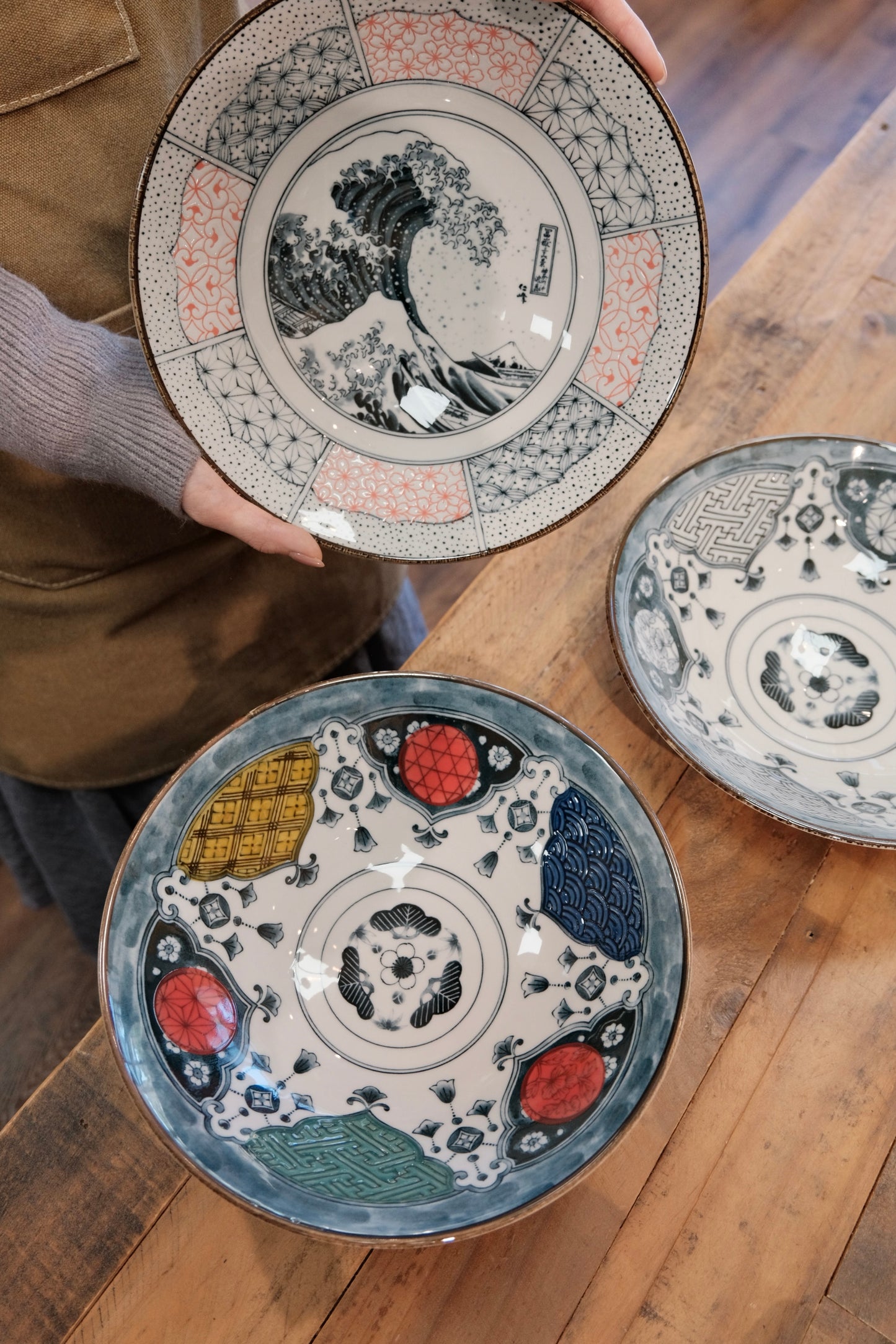 Japan Made Minoware Large Ramen Bowl-Wave Fuji