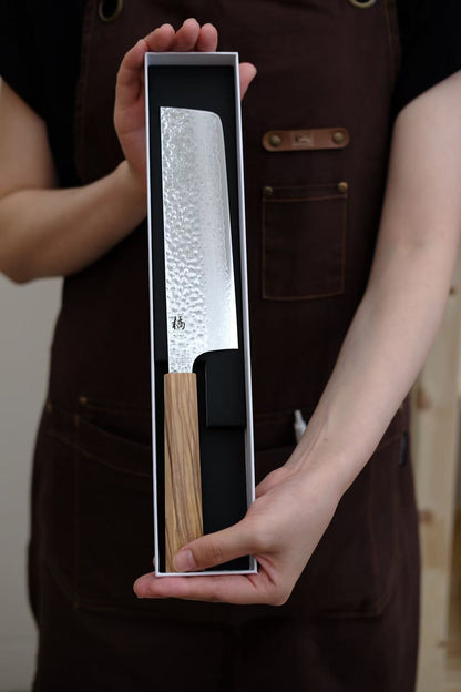Orange Market Exclusive VG10 Damascus Hammered Japanese Chef's Nakiri Knife 180mm(7" in)