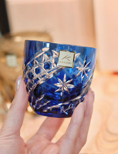 KAGAMI CRYSTAL [SAKE CUP] PAIR OF SAKE CUPS SEIBO (STARRY SKY) | EDO KIRIKO |