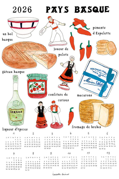 2026 Linen Calendar Souvenir Baskque