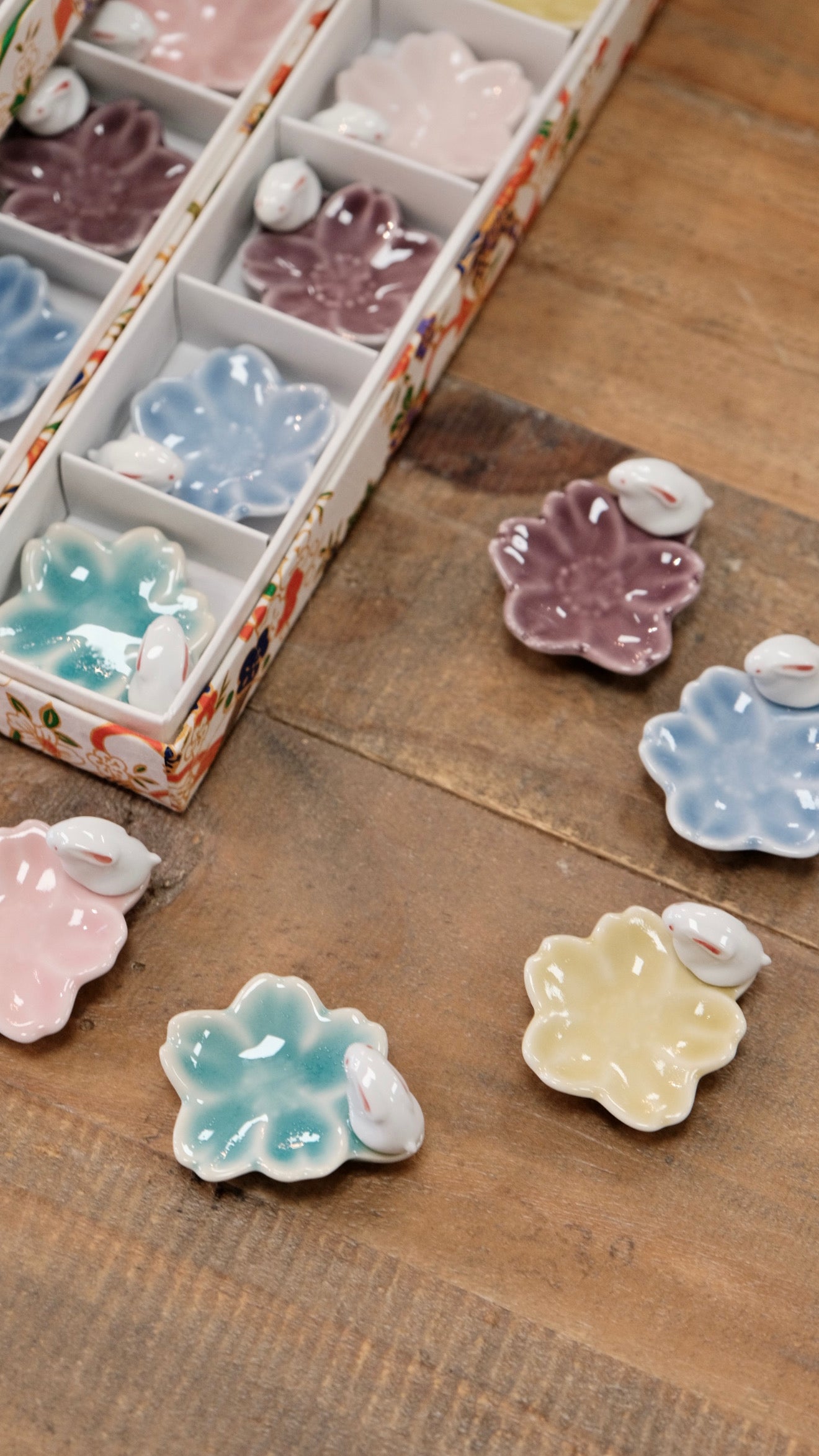 Rabbit cherry blossom chopstick rest 5pcs set
