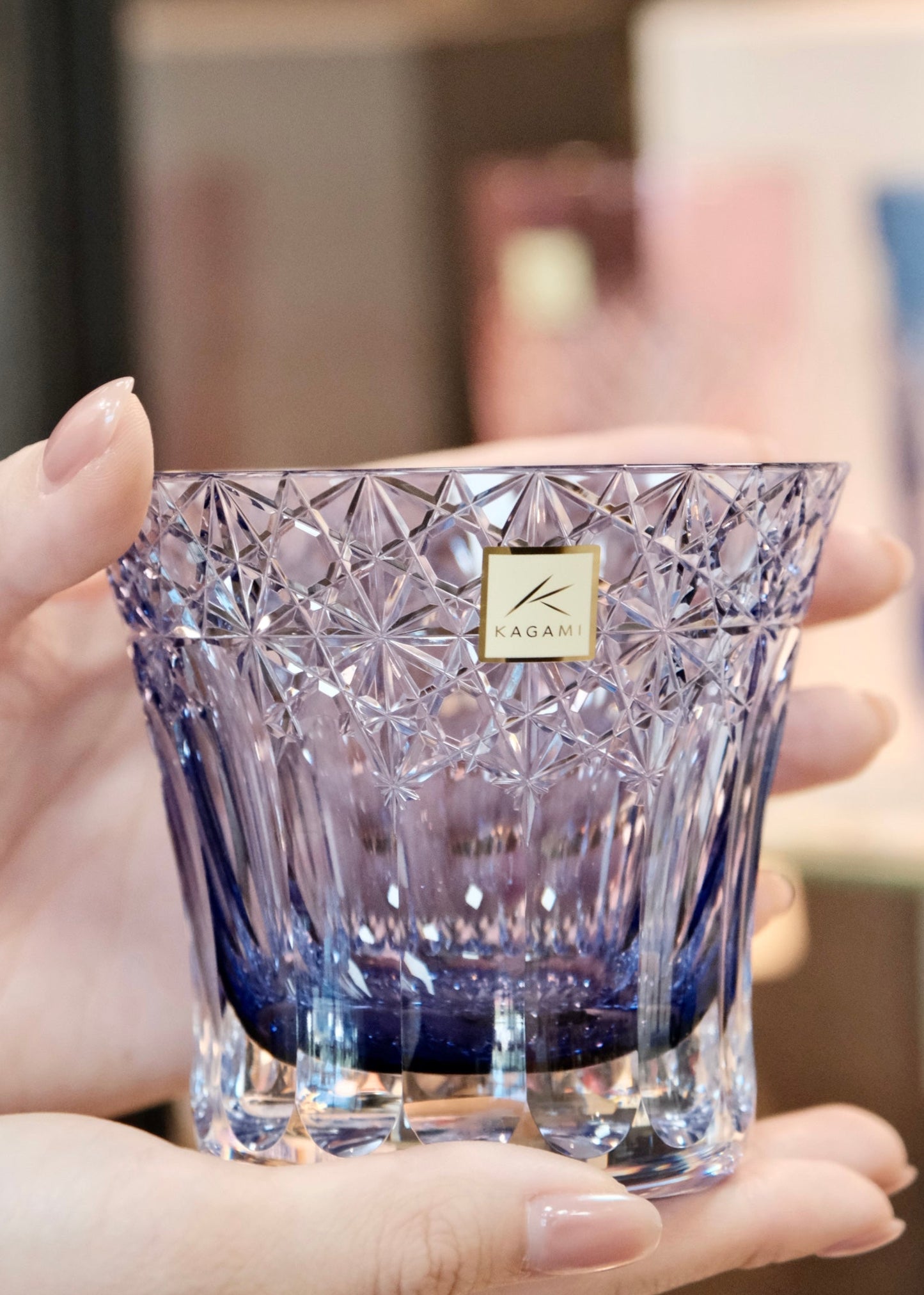 [KAGAMI CRYSTAL] Whiskey Glass, Edo Kiriko “Yume-iro” (Purple)