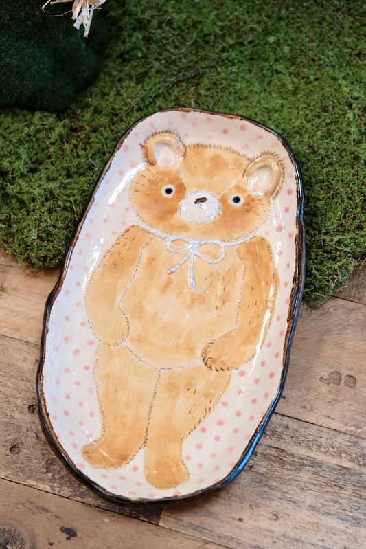 KONGARISHA-コンガリ舎 Handmade Bear Round Long Large plate