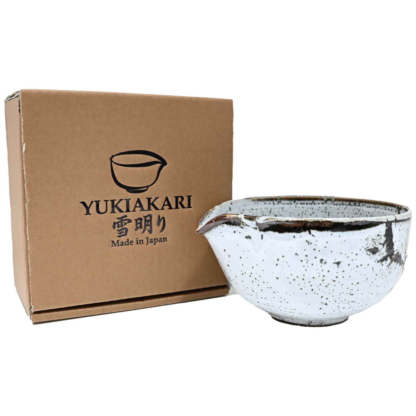 Yukiakari Katakuchi Matcha Bowl With Spout Yuzushiro 12oz Japan