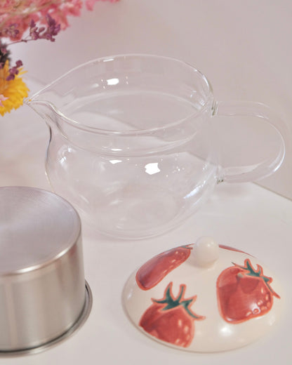 Strawberry Hand-Painted Hasami Ware Glass Teapot 300ml/10fl oz