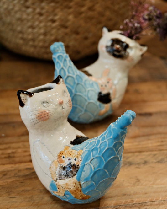 KONGARISHA-コンガリ舎 Handmade Cat Mermaid Flower vase