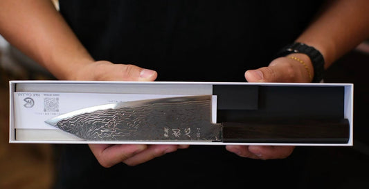 Hatsukokoro Ryuhyo SG2 Kurozome Damascus Bunka 180mm / Mono Ebony