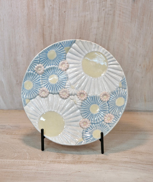 Misao Ishiguro-石黒美佐緒 Handmade 19cm/7.8'' Medium Plate (Blue Chrysanthemum)