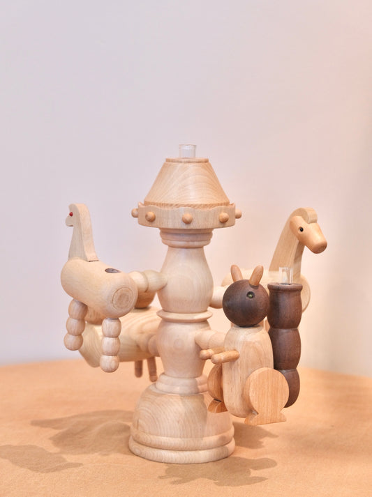 Artisans-Rebmob木工 handmade wood carousel vase(come with glass tube)