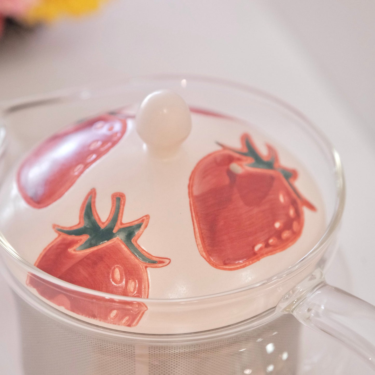 Strawberry Hand-Painted Hasami Ware Glass Teapot 300ml/10fl oz