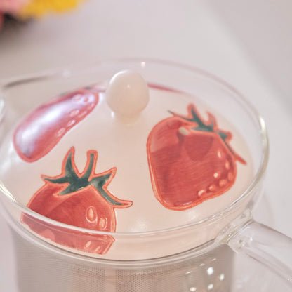 Strawberry Hand-Painted Hasami Ware Glass Teapot 300ml/10fl oz