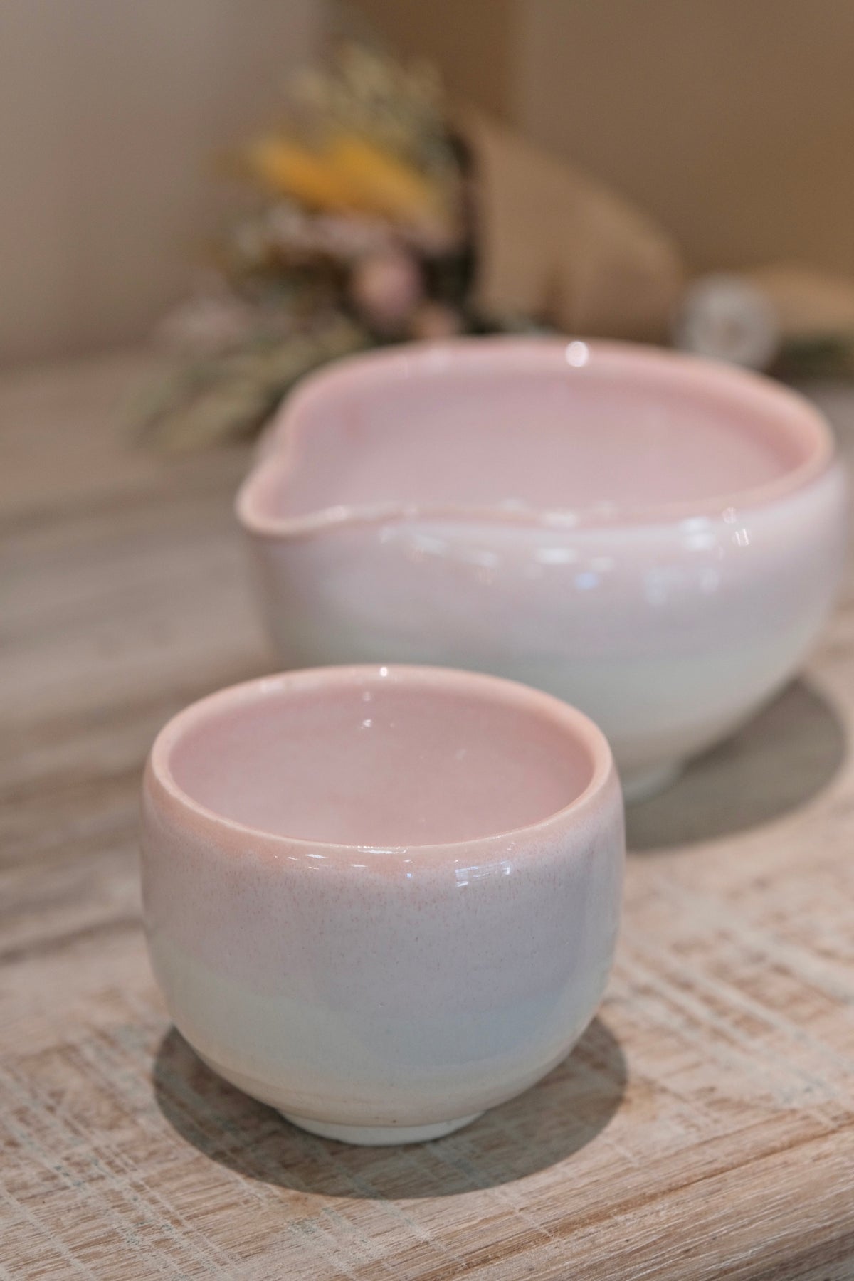 Japan Handmade Spounted  Matcha Bowl by Masamura – Peach Pink