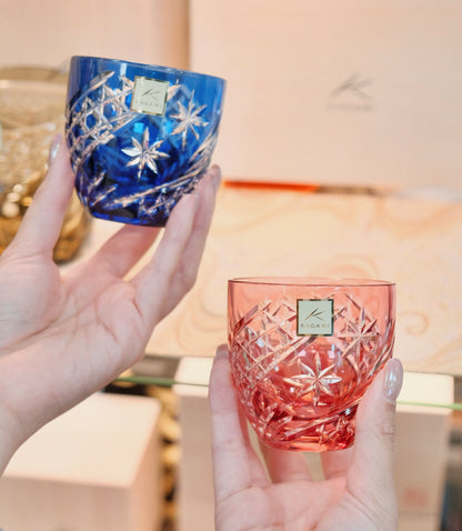 KAGAMI CRYSTAL [SAKE CUP] PAIR OF SAKE CUPS SEIBO (STARRY SKY) | EDO KIRIKO |