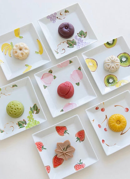 Tokushichi Gama Arita ware Fruits 5'' square dessert plate