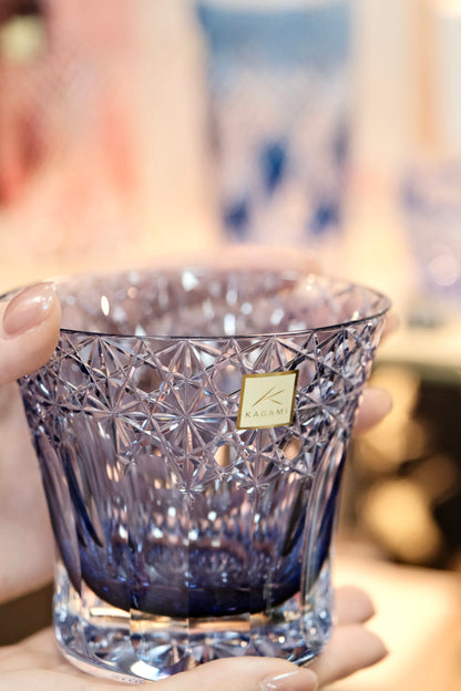 [KAGAMI CRYSTAL] Whiskey Glass, Edo Kiriko “Yume-iro” (Purple)