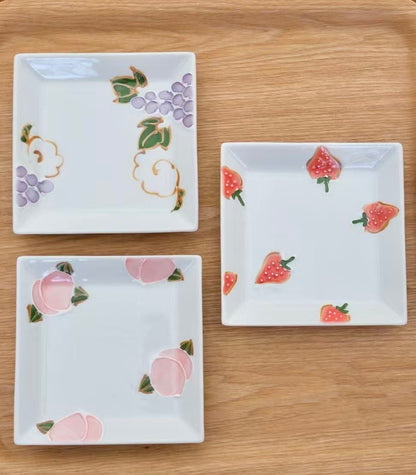 Hasami ware handmade fruits square plate