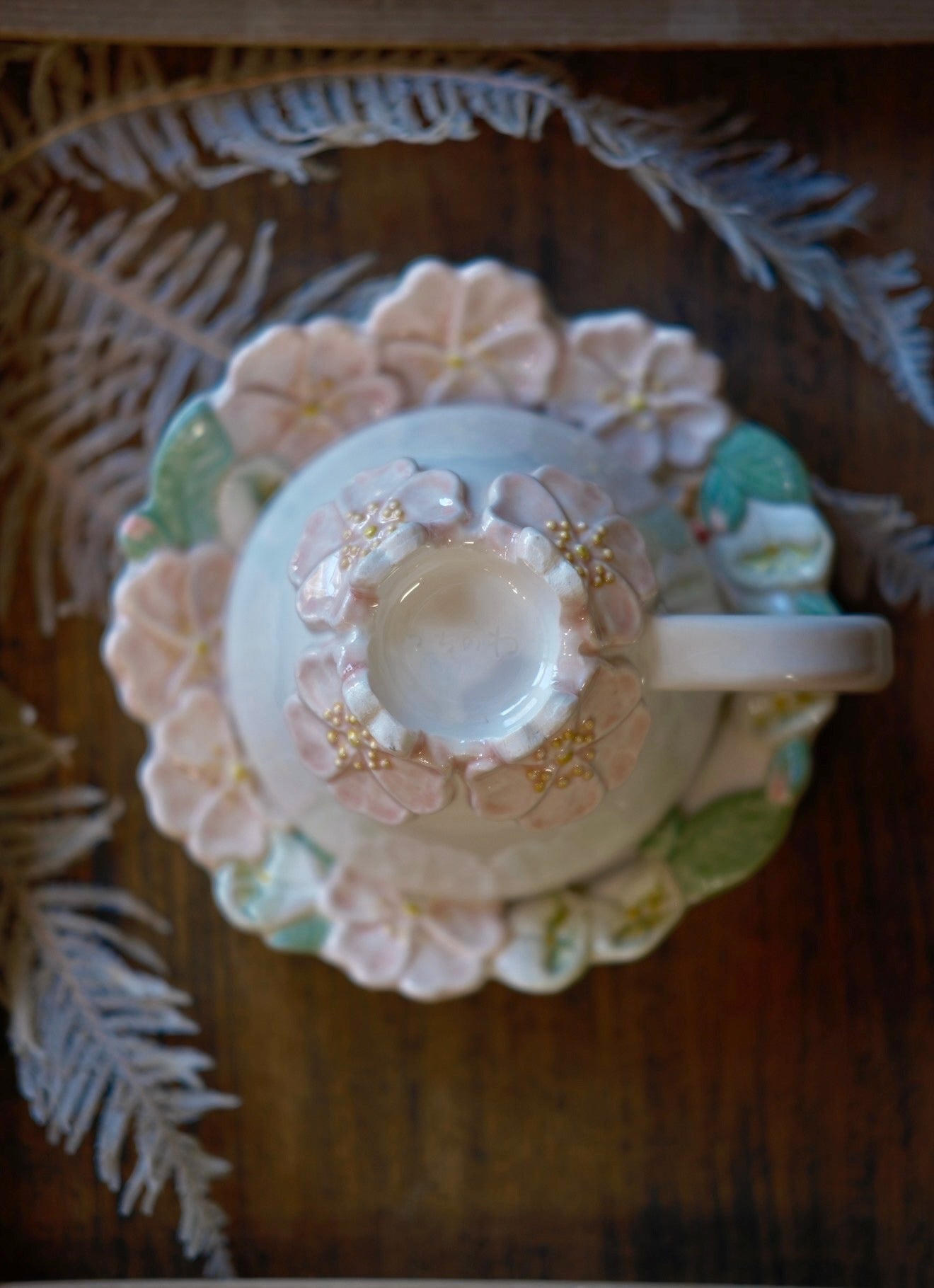 Misao Ishiguro-石黒美佐緒 Handmade Wild rose Cup and Saucer