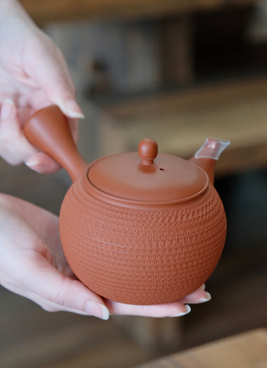 Tokoname Japan Artisan Handmade tobikanna pattern  kyusu Teapot by by Gyokkosaku 玉光