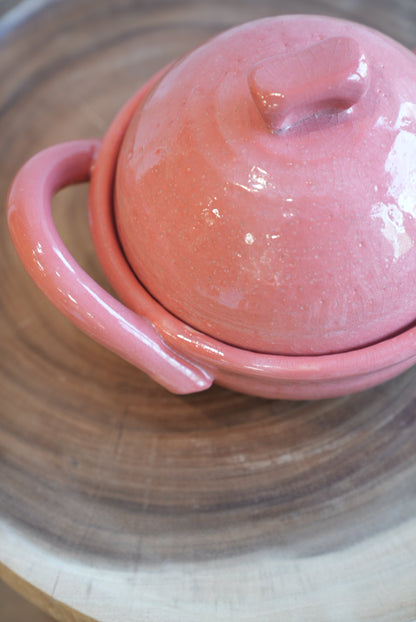 Nukut a Nabe Peach pink Thermal Shock Resistant Japanese Clay Pot