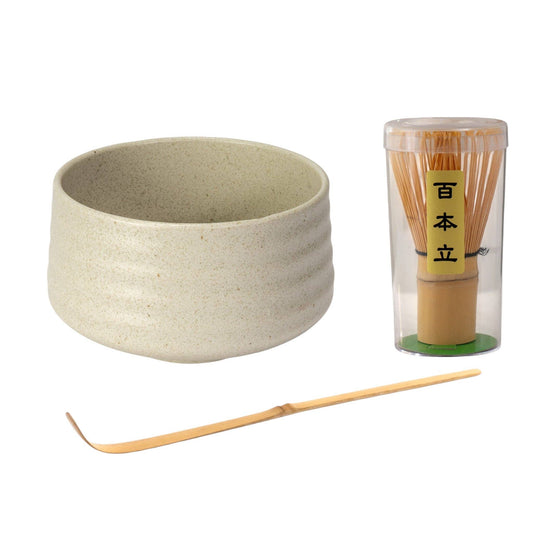 Mino Ware Matcha Set 20oz Matcha Bowl with Whisk and Scoop （Nature White）