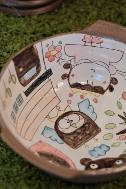 野村典子-Noriko Nomura Storybook Collection Handle bowl (#1)