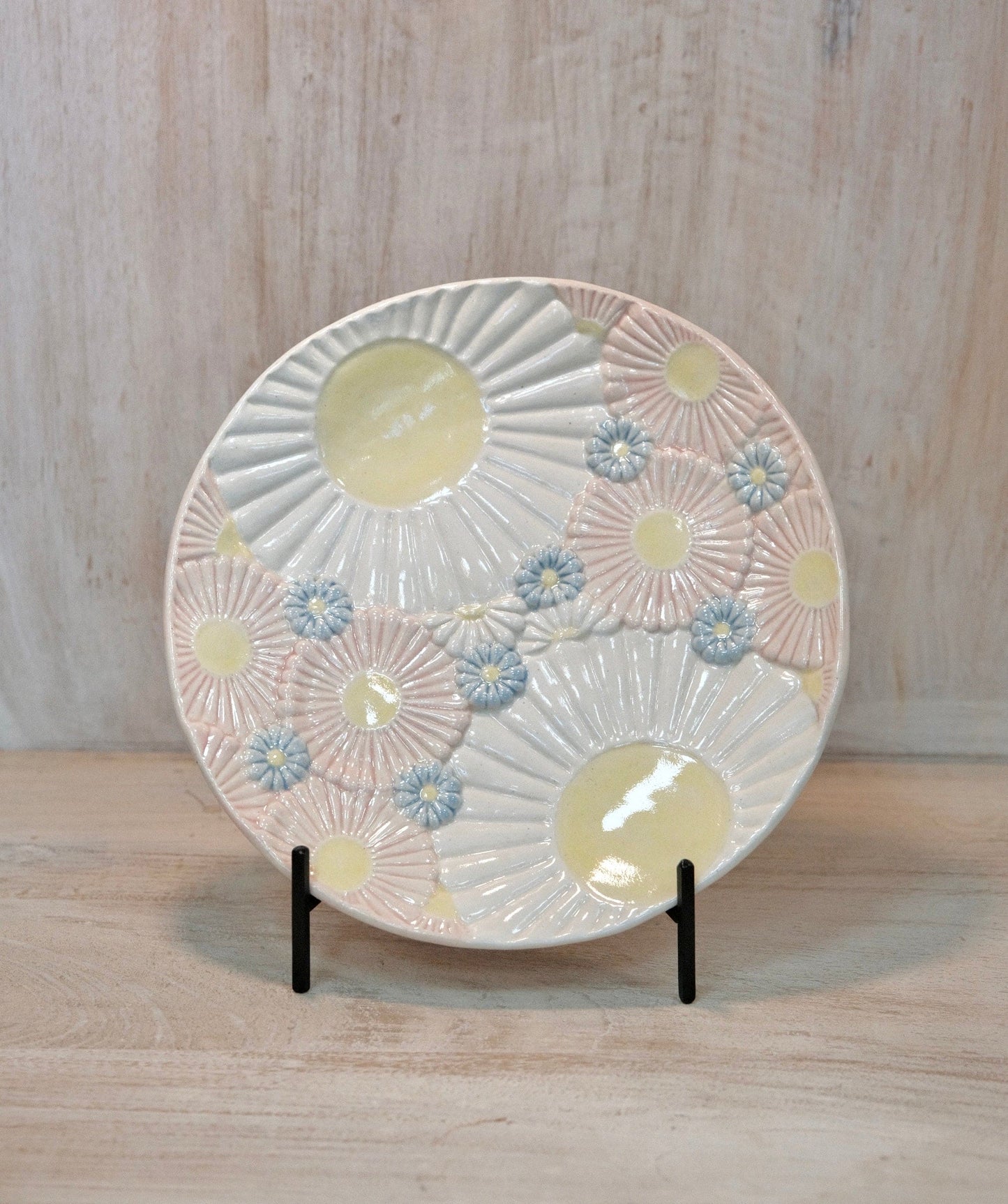 Misao Ishiguro-石黒美佐緒 Handmade 19cm/7.8'' Medium Plate (Pink Chrysanthemum)