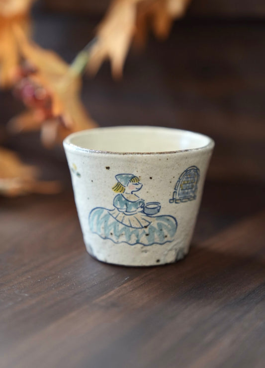 TATA pottery-田中大輝＆田辺桂 Choko Cup (Blue Dress Girl)