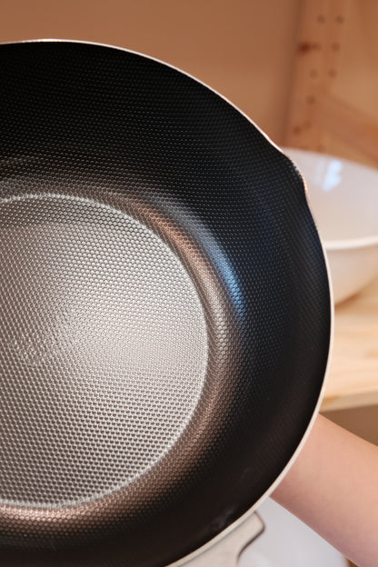 Japanese Double-Sided Embossed Iron Deep Frying Pan – 24cm