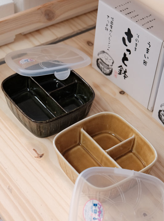 Mino Ware Ceramic 3-Compartment Bento Box