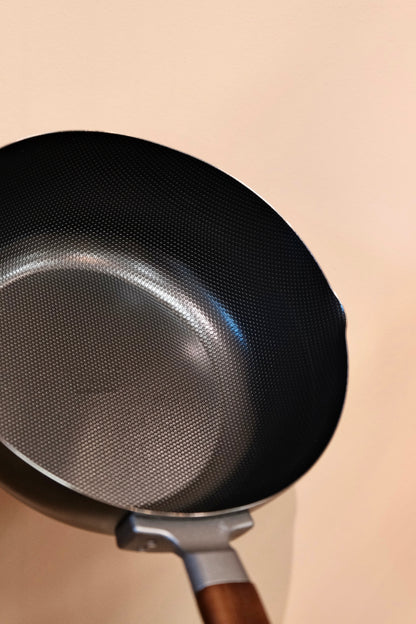 Japanese Double-Sided Embossed Iron Deep Frying Pan – 24cm