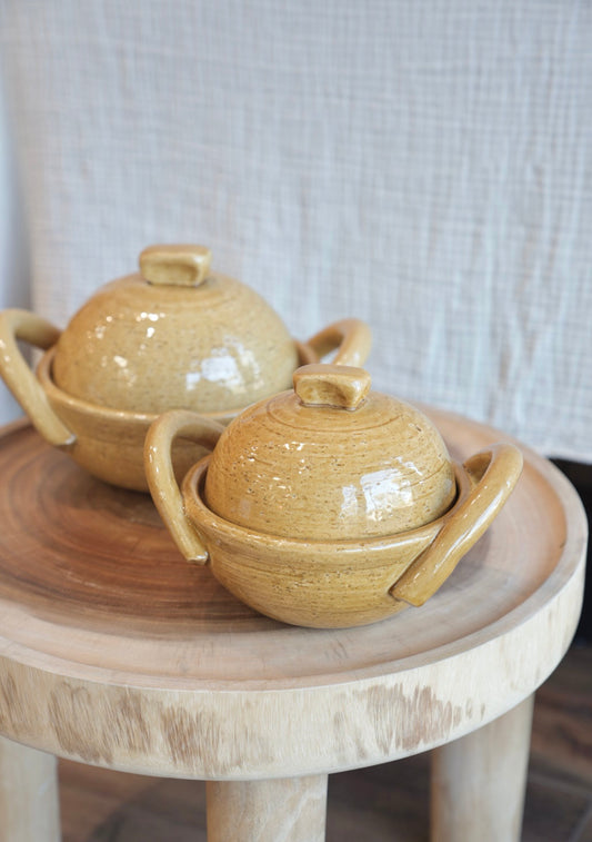 Nukut a Nabe Mustard Yellow Thermal Shock Resistant Japanese Clay Pot