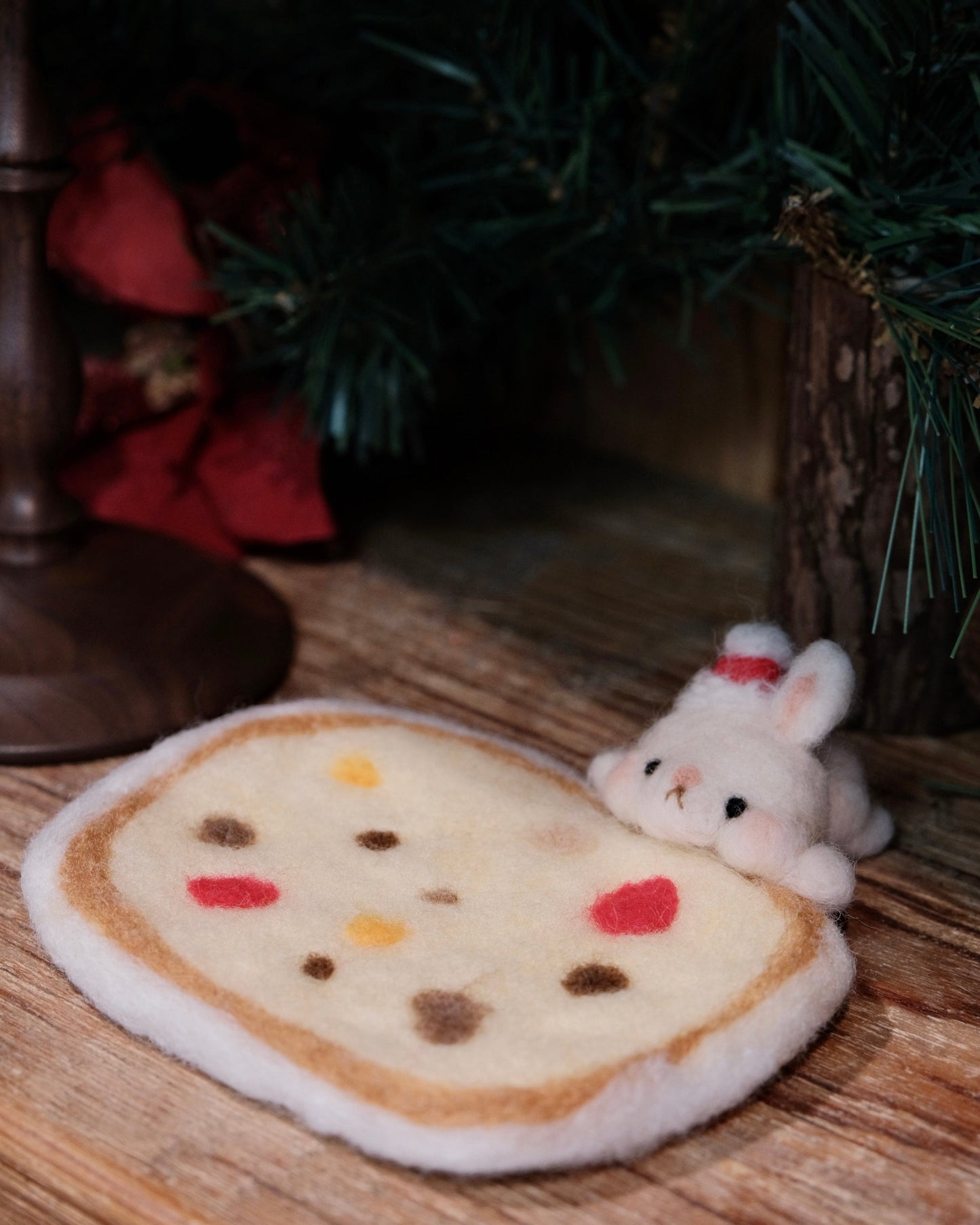 kumapurin-314 Handmade Needle-Felted Coaster (Christmas Limited)