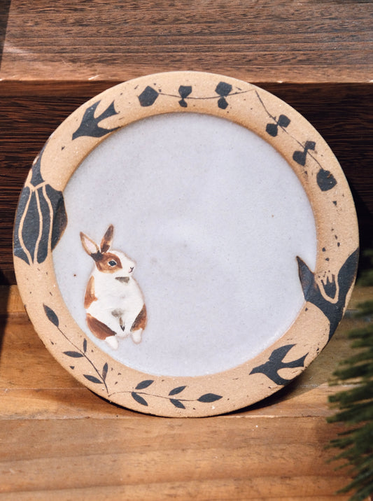 Artisans-森安幸代 Acne Pottery Studio Handmade 18cm/7inch medium plate （Rabbit）