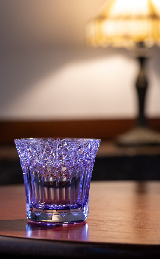 [KAGAMI CRYSTAL] Whiskey Glass, Edo Kiriko “Yume-iro” (Purple)
