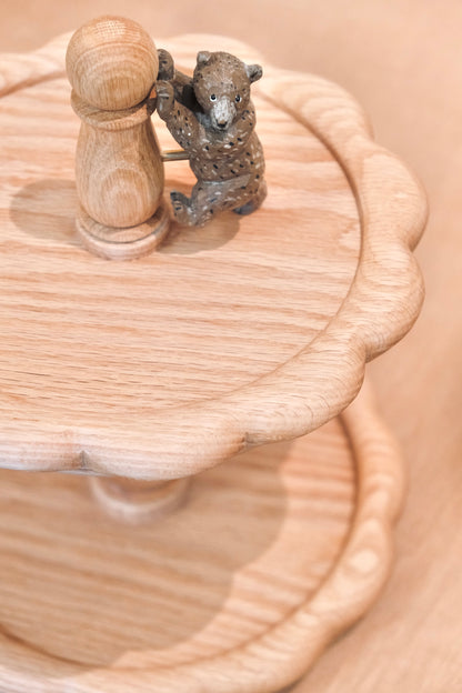 Artisans-Rebmob木工-Handmade wood Bear 2-Tier Stand