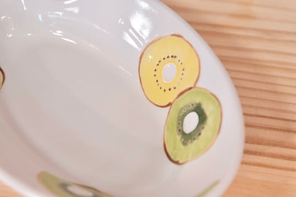 Tokushichi Gama Arita ware Fruits Oval Curry Plate-Kiwi