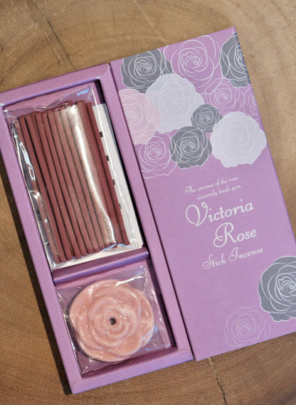Kousaido Japan Premium Incense Sticks gift box with Rose shaped incense holders -30 sticks